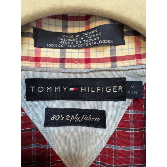 Tommy Hilfiger Mens Long Sleeves Button Down Shirt Size M Red Plaid Red Plaid - Picture 2 of 9